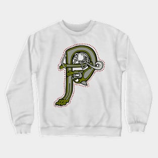 Celtic Cat Letter P Crewneck Sweatshirt